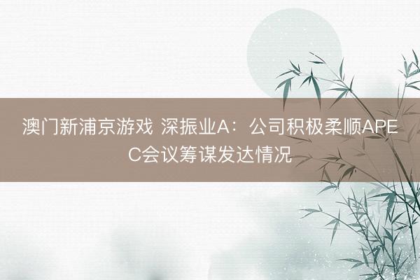 澳门新浦京游戏 深振业A：公司积极柔顺APEC会议筹谋发达情况