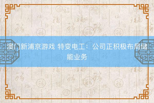 澳门新浦京游戏 特变电工：公司正积极布局储能业务