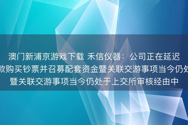 澳门新浦京游戏下载 禾信仪器：公司正在延迟的刊行股份及支付现款购买钞票并召募配套资金暨关联交游事项当今仍处于上交所审核经由中