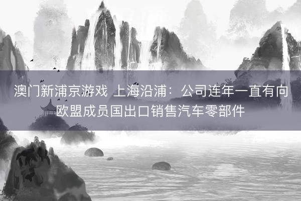 澳门新浦京游戏 上海沿浦:公司连年一直有向欧盟成员国出口销售汽车零部件