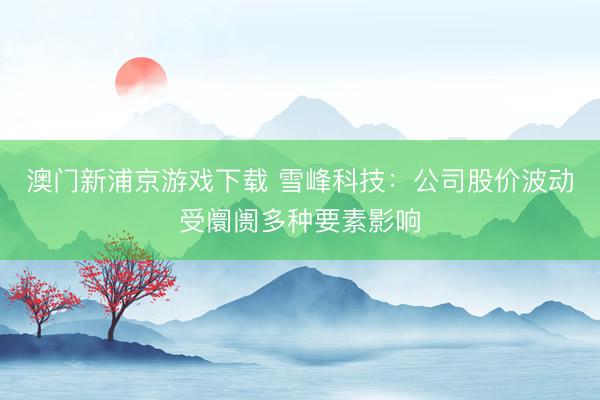 澳门新浦京游戏下载 雪峰科技:公司股价波动受阛阓多种要素影响