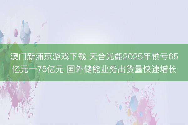 澳门新浦京游戏下载 天合光能2025年预亏65亿元—75亿元 国外储能业务出货量快速增长