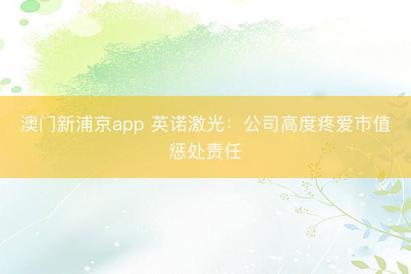 澳门新浦京app 英诺激光:公司高度疼爱市值惩处责任