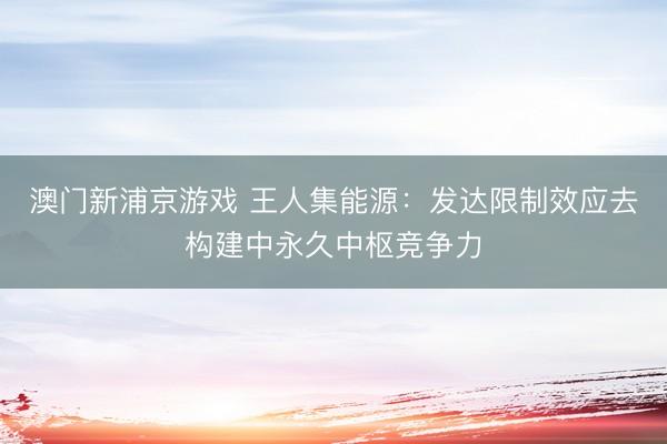 澳门新浦京游戏 王人集能源:发达限制效应去构建中永久中枢竞争力