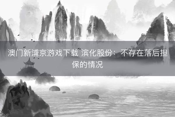 澳门新浦京游戏下载 滨化股份：不存在落后担保的情况