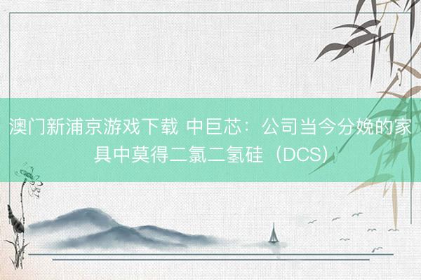 澳门新浦京游戏下载 中巨芯：公司当今分娩的家具中莫得二氯二氢硅（DCS）