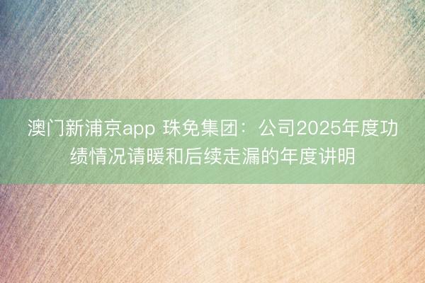 澳门新浦京app 珠免集团：公司2025年度功绩情况请暖和后续走漏的年度讲明