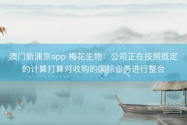 澳门新浦京app 梅花生物：公司正在按照既定的计算打算对收购的国际业务进行整合