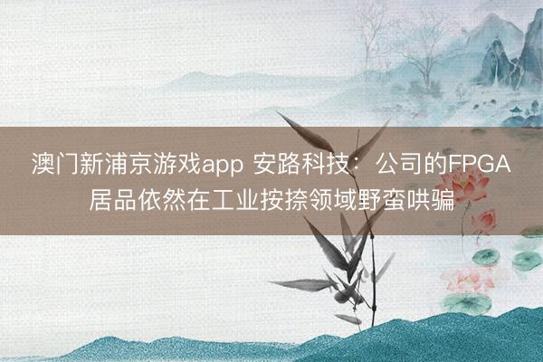 澳门新浦京游戏app 安路科技:公司的FPGA居品依然在工业按捺领域野蛮哄骗