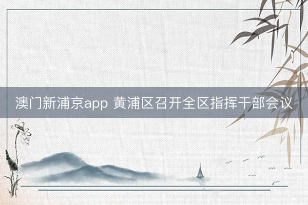 澳门新浦京app 黄浦区召开全区指挥干部会议