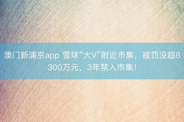 澳门新浦京app 雪球“大V”附近市集,被罚没超8300万元,3年禁入市集!