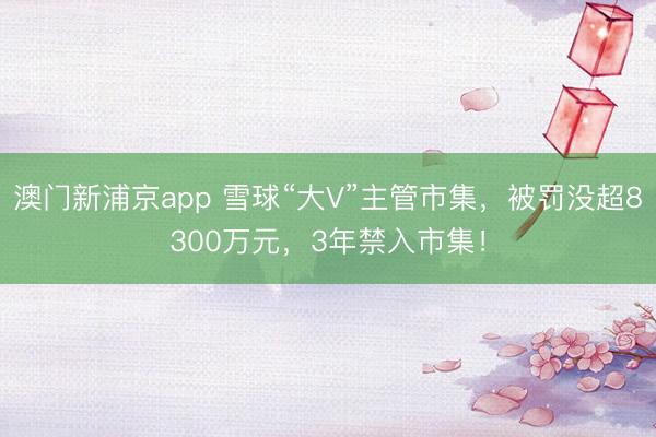 澳门新浦京app 雪球“大V”主管市集，被罚没超8300万元，3年禁入市集！