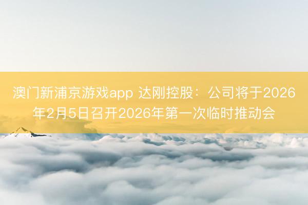 澳门新浦京游戏app 达刚控股：公司将于2026年2月5日召开2026年第一次临时推动会