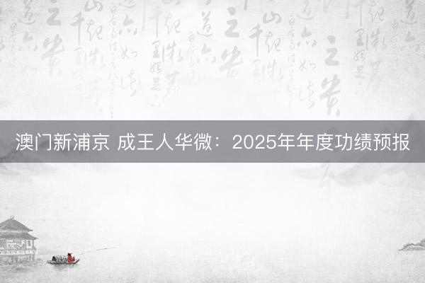 澳门新浦京 成王人华微:2025年年度功绩预报