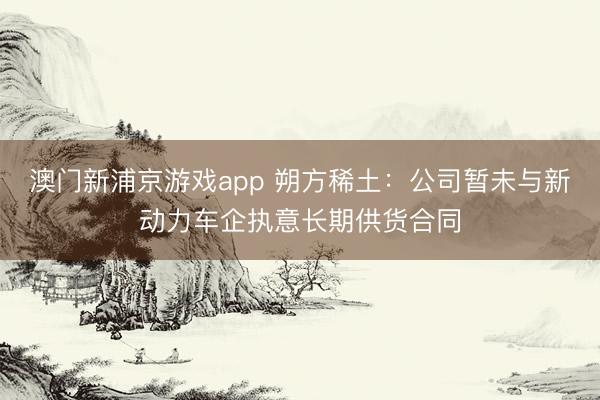 澳门新浦京游戏app 朔方稀土:公司暂未与新动力车企执意长期供货合同