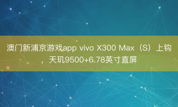 澳门新浦京游戏app vivo X300 Max（S）上钩，天玑9500+6.78英寸直屏