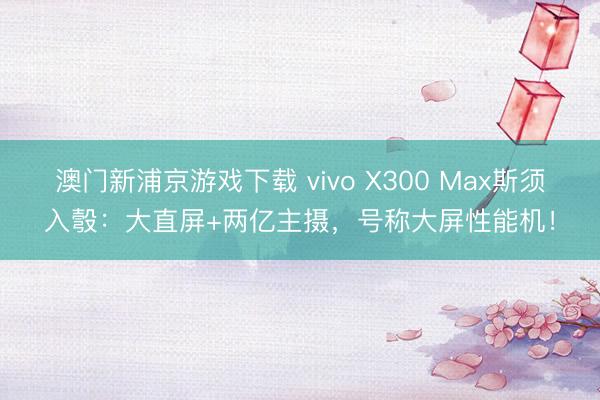 澳门新浦京游戏下载 vivo X300 Max斯须入彀:大直屏+两亿主摄,号称大屏性能机!