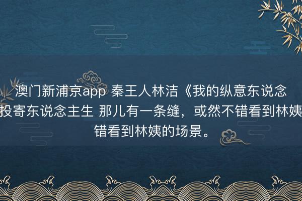 澳门新浦京app 秦王人林洁《我的纵意东说念主生》 投寄东说念主生 那儿有一条缝,或然不错看到林姨的场景。