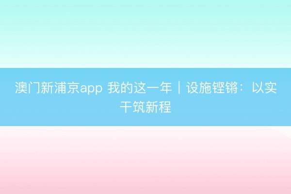 澳门新浦京app 我的这一年｜设施铿锵：以实干筑新程