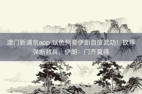 澳门新浦京app 以色列要伊朗自废武功！砍导弹断救兵，伊朗：门齐莫得