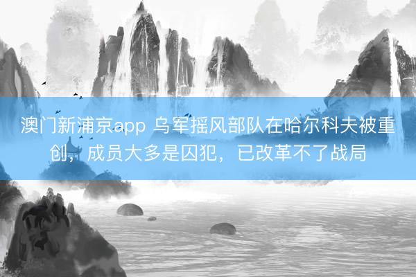 澳门新浦京app 乌军摇风部队在哈尔科夫被重创，成员大多是囚犯，已改革不了战局
