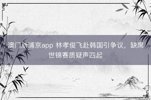 澳门新浦京app 林孝俊飞赴韩国引争议,缺席世锦赛质疑声四起