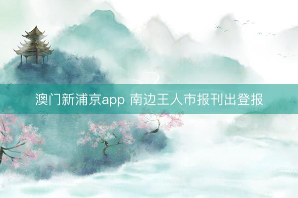 澳门新浦京app 南边王人市报刊出登报