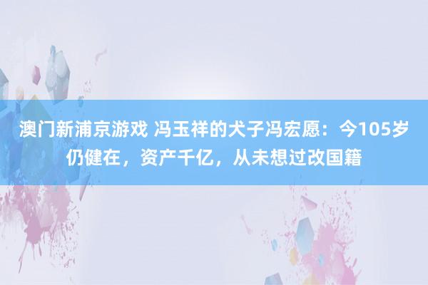 澳门新浦京游戏 冯玉祥的犬子冯宏愿：今105岁仍健在，资产千亿，从未想过改国籍