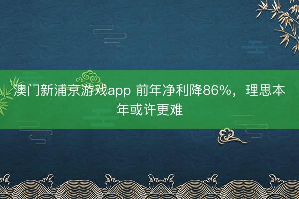 澳门新浦京游戏app 前年净利降86%，理思本年或许更难