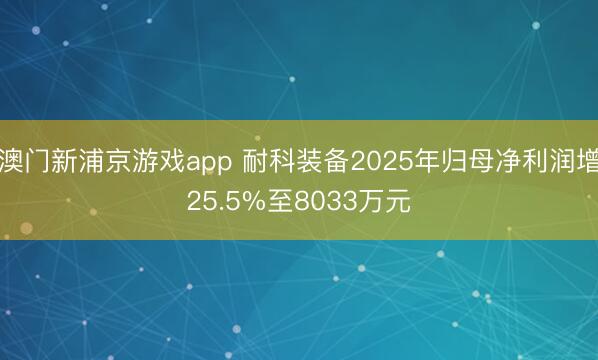 澳门新浦京游戏app 耐科装备2025年归母净利润增25.5%至8033万元