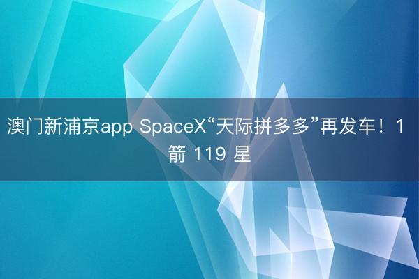 澳门新浦京app SpaceX“天际拼多多”再发车！1 箭 119 星