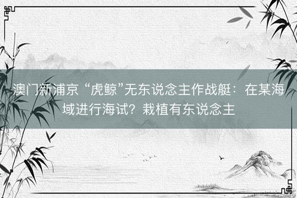 澳门新浦京 “虎鲸”无东说念主作战艇：在某海域进行海试？栽植有东说念主