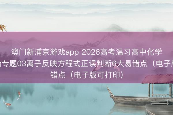 澳门新浦京游戏app 2026高考温习高中化学16个易错专题03离子反映方程式正误判断6大易错点(电子版可打印)