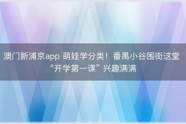 澳门新浦京app 萌娃学分类！番禺小谷围街这堂 “开学第一课” 兴趣满满