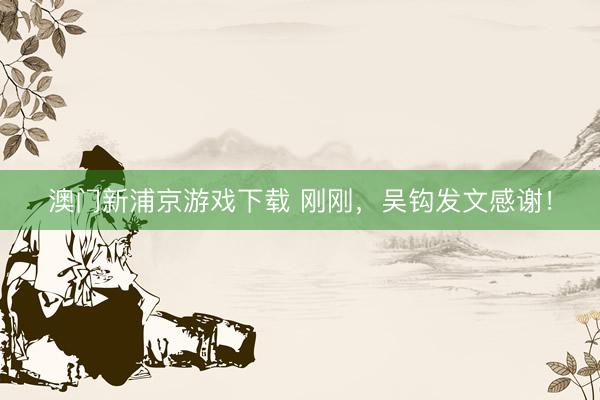 澳门新浦京游戏下载 刚刚,吴钩发文感谢!