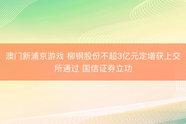 澳门新浦京游戏 柳钢股份不超3亿元定增获上交所通过 国信证券立功