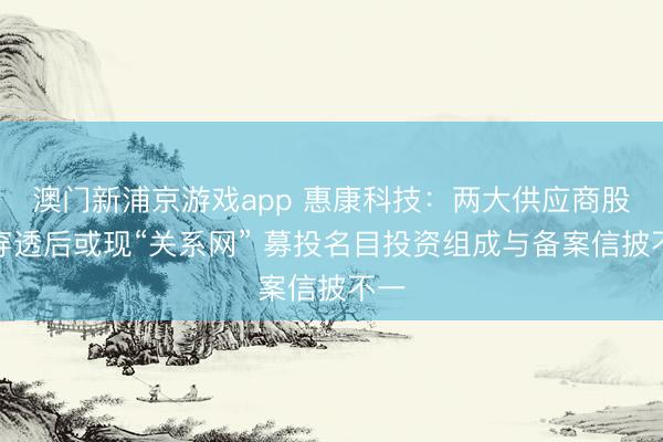 澳门新浦京游戏app 惠康科技：两大供应商股权穿透后或现“关系网” 募投名目投资组成与备案信披不一