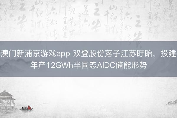 澳门新浦京游戏app 双登股份落子江苏盱眙,投建年产12GWh半固态AIDC储能形势