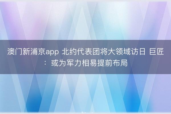 澳门新浦京app 北约代表团将大领域访日 巨匠：或为军力相易提前布局
