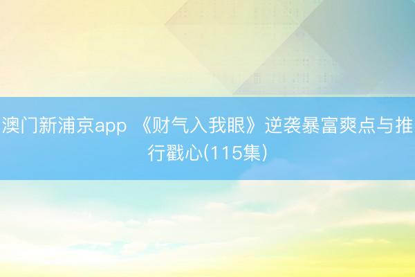 澳门新浦京app 《财气入我眼》逆袭暴富爽点与推行戳心(115集)