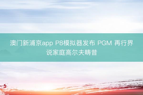 澳门新浦京app P8模拟器发布 PGM 再行界说家庭高尔夫畴昔