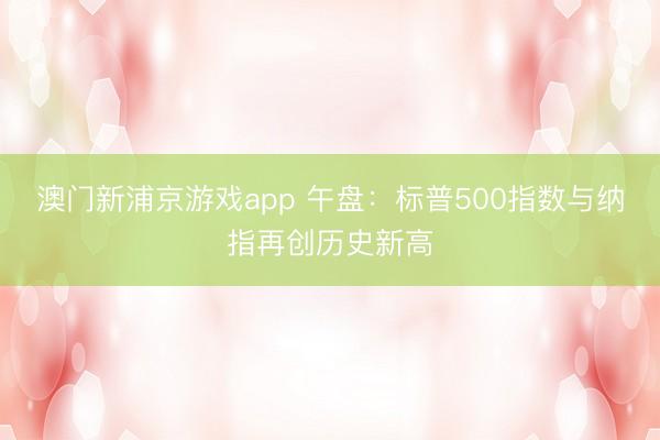 澳门新浦京游戏app 午盘：标普500指数与纳指再创历史新高