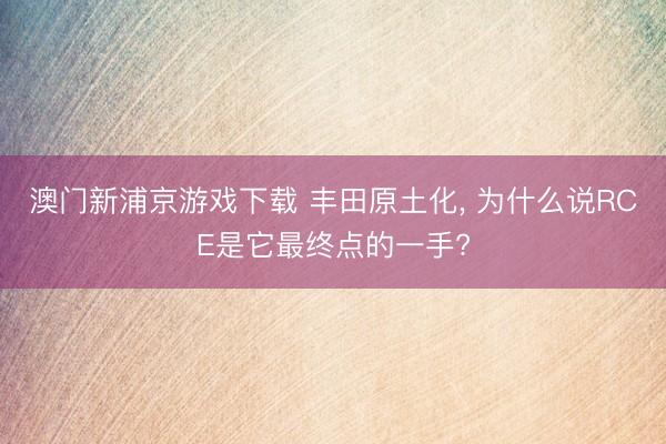 澳门新浦京游戏下载 丰田原土化， 为什么说RCE是它最终点的一手?