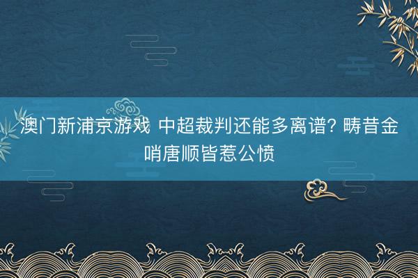 澳门新浦京游戏 中超裁判还能多离谱? 畴昔金哨唐顺皆惹公愤