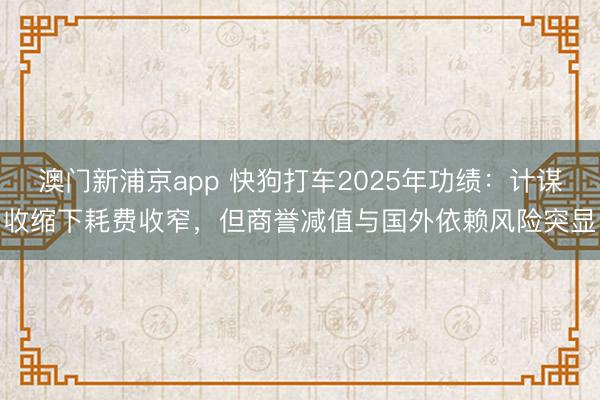澳门新浦京app 快狗打车2025年功绩：计谋收缩下耗费收窄，但商誉减值与国外依赖风险突显