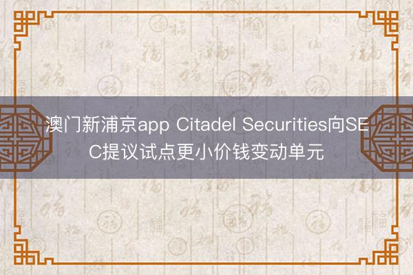 澳门新浦京app Citadel Securities向SEC提议试点更小价钱变动单元