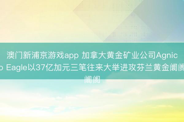 澳门新浦京游戏app 加拿大黄金矿业公司Agnico Eagle以37亿加元三笔往来大举进攻芬兰黄金阛阓