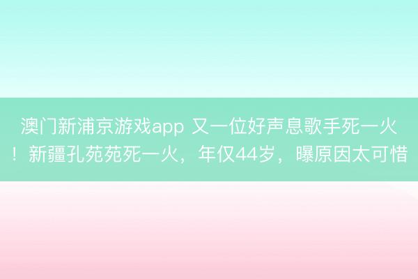 澳门新浦京游戏app 又一位好声息歌手死一火！新疆孔苑苑死一火，年仅44岁，曝原因太可惜