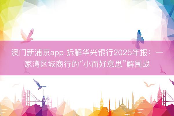 澳门新浦京app 拆解华兴银行2025年报：一家湾区城商行的“小而好意思”解围战