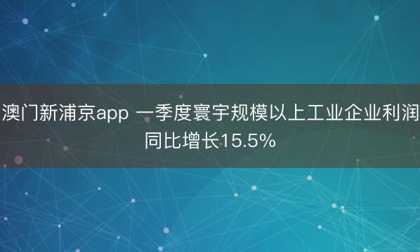 澳门新浦京app 一季度寰宇规模以上工业企业利润同比增长15.5%